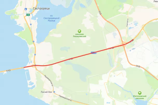 На полгода перекроют внешнее кольцо КАД между развязками с ЗСД и Приморским шоссе 