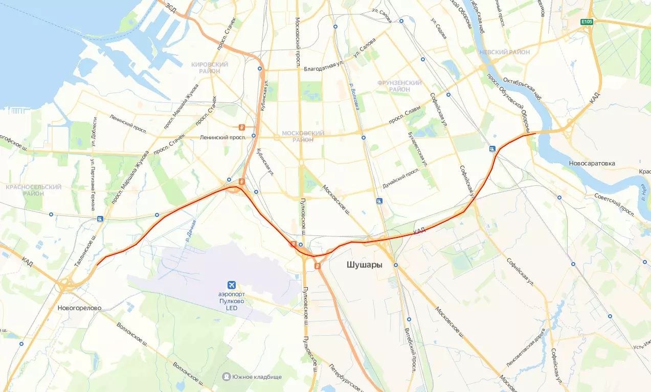 Со 2 июля перекроют 2 полосы на КАД между вантовым мостом и Таллинским шоссе