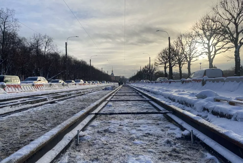 В Петербурге ремонтируют трамвайные пути вдоль Лебяжьей канавки